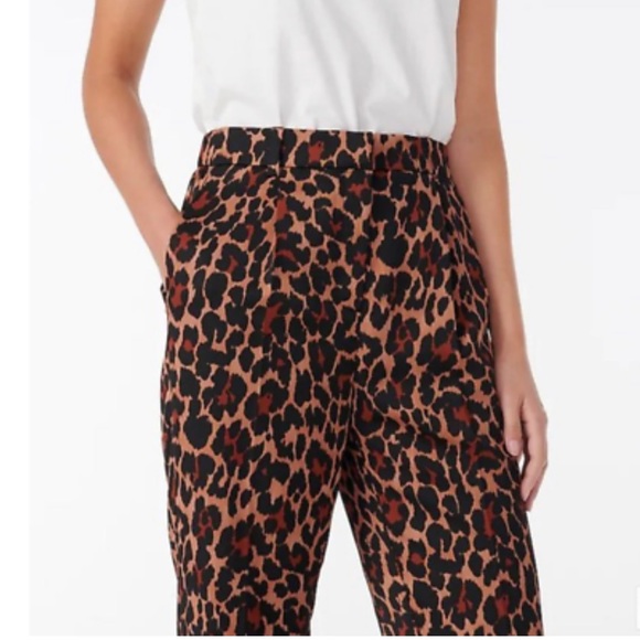J Crew High Rise wide leg trouser in leopard - Picture 3 of 4